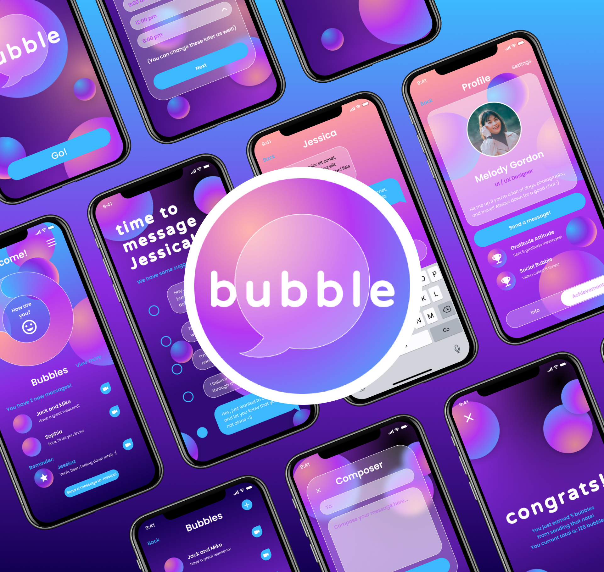 UI/UX Design | “Bubble” Messaging and Wellness App